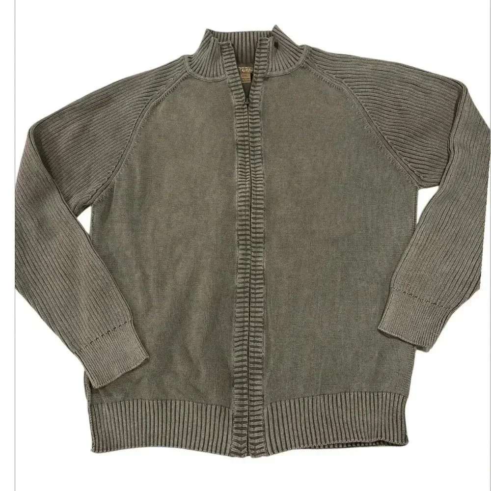 Blue Brand Taupe Cotton Cable Knit Soft Stretch Sweater/Cardigan Men’s Size XXL